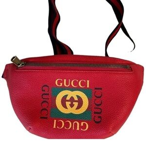 Gucci Red Leather Belt Bag